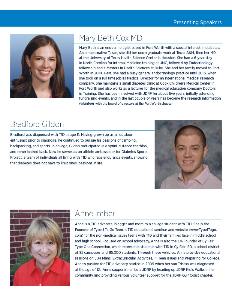 JDRF Type One Nation Program: Speakers page 2