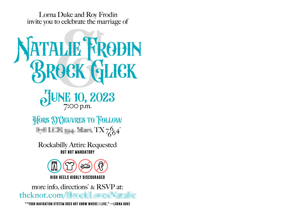 Natalie and Brock Wedding: Invite inside