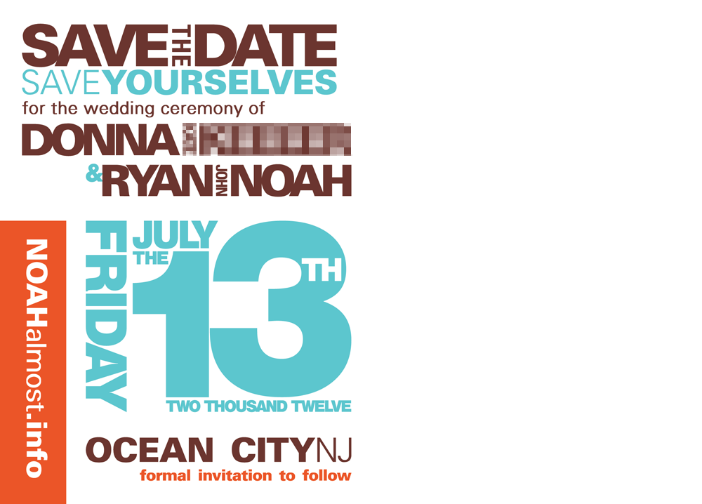Ryan and Donna Wedding: Save the Date postcard back