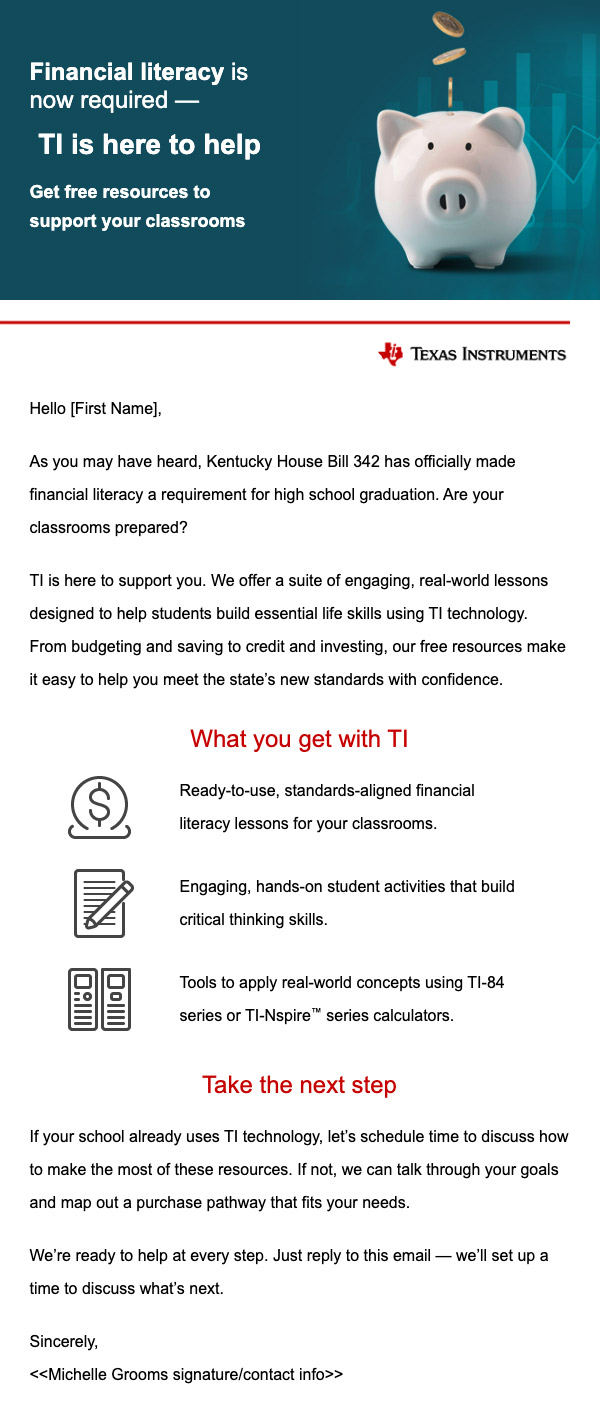 Financial Literacy Resources email