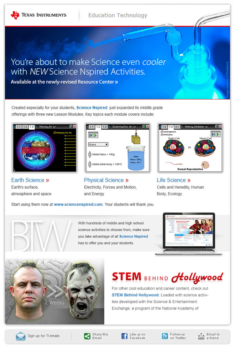 Science Nspired for Middle Grades email