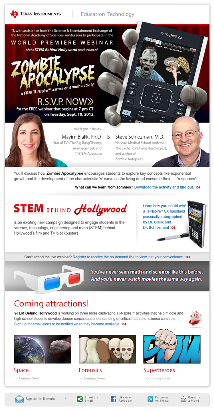 STEM Behind Hollywood: Zombies Webinar email