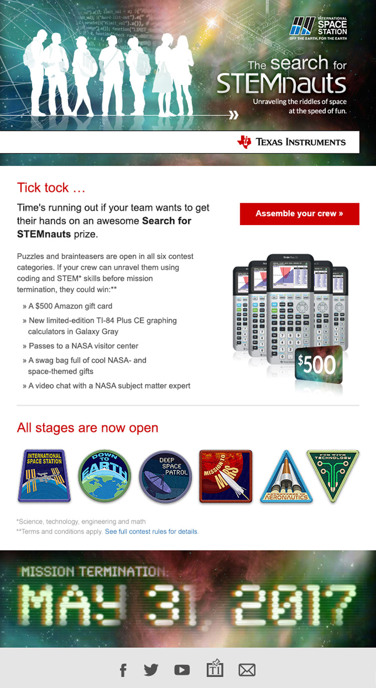Search for STEMnauts Contest Contest Reminder email