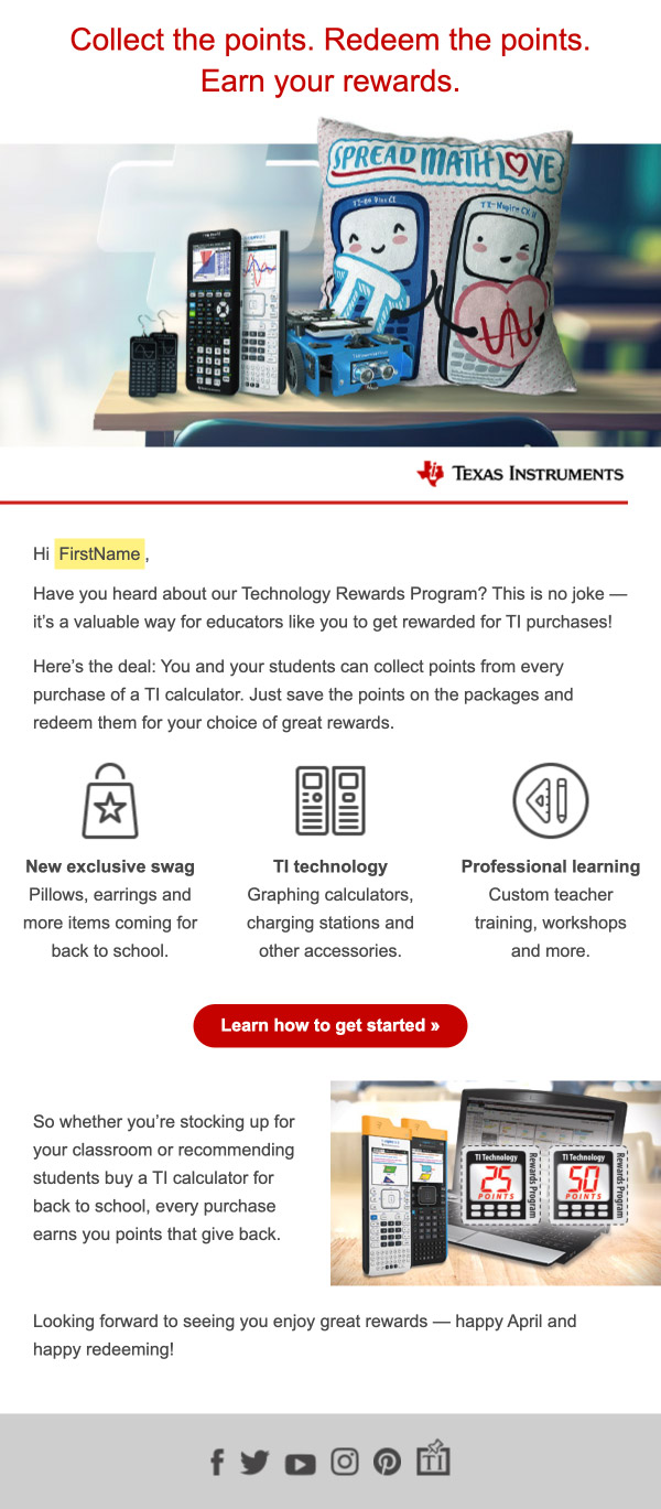 Tech Rewards email