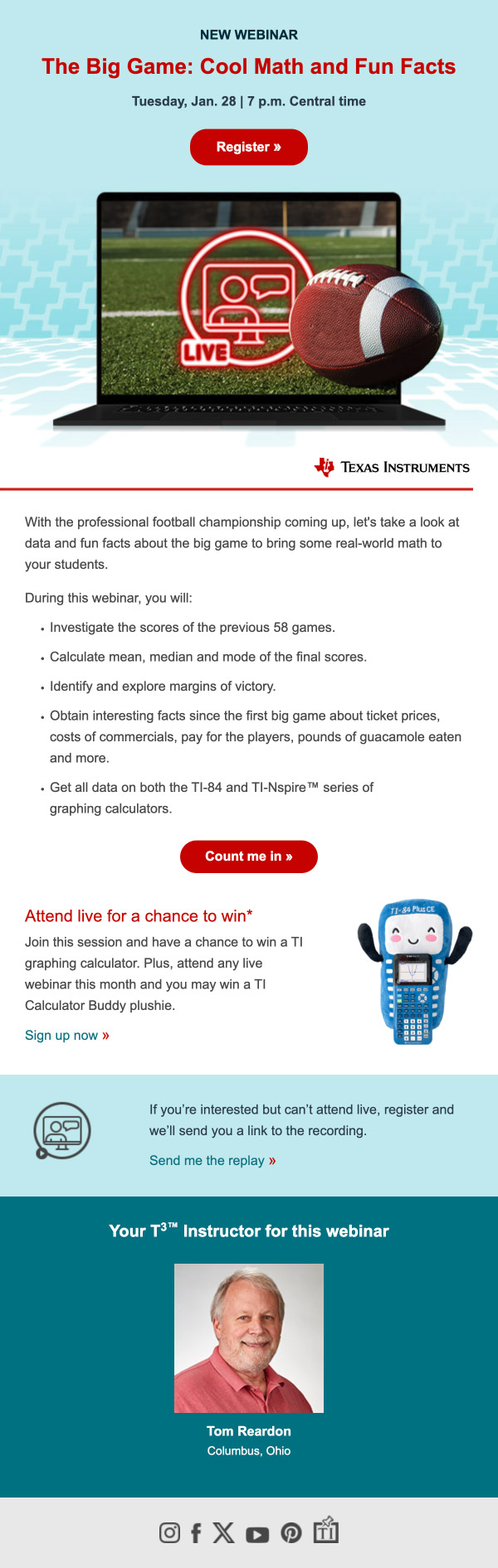 TI Webinars: The Big Game email