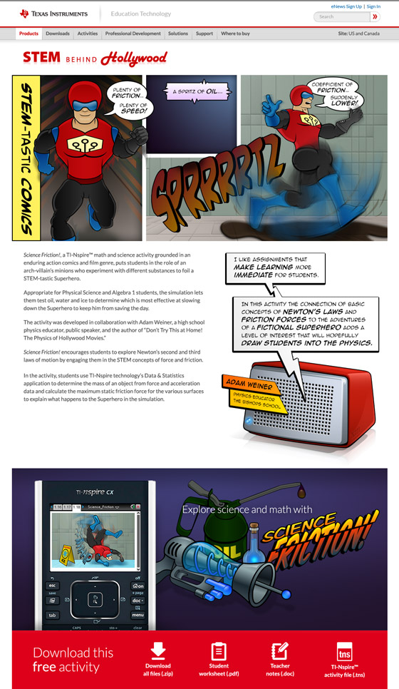 TI STEM Behind Hollywood: Science Friction Activity page