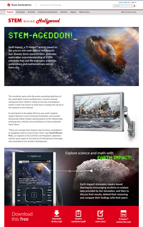 TI STEM Behind Hollywood: STEM-ageddon Activity page