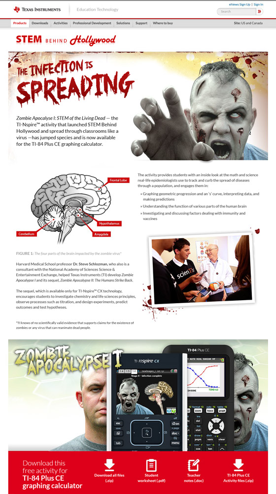 TI STEM Behind Hollywood: Zombies Activity page